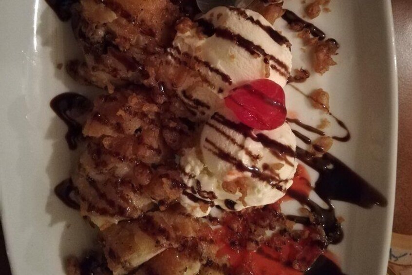 Fried Banana and ice cream, Caribbean Style.