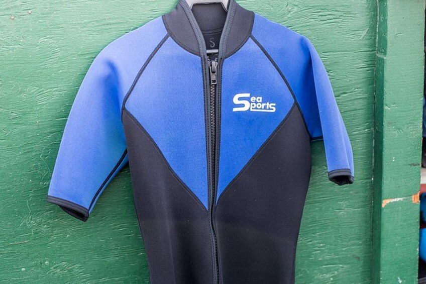 Wetsuit tops are available for rent for added floatation, sun protection and warmth while snorkeling. 5