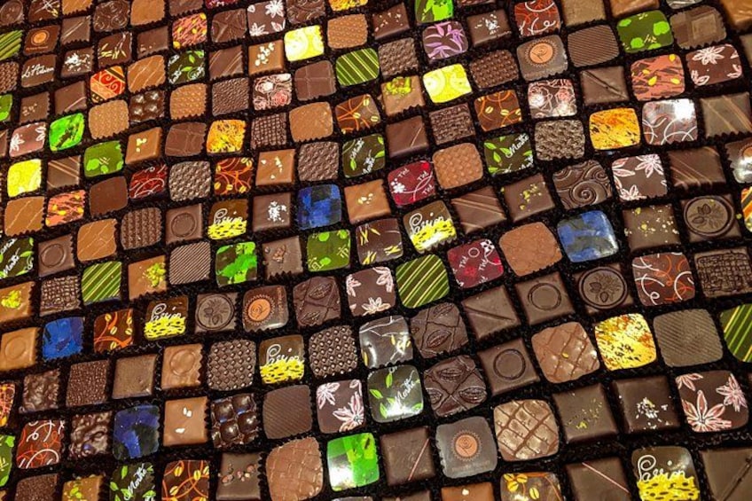 A collection of assorted chocolates. 5