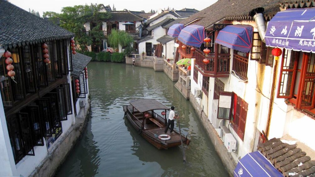 Aerial view of the  Zhujiajiao water village in Shanghai 