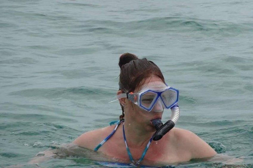 A person snorkeling in the ocean. 2