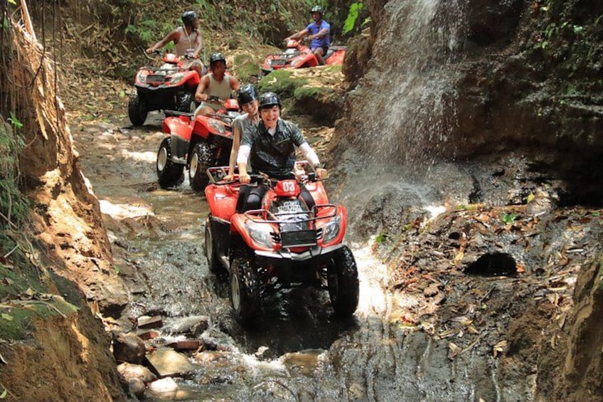 Bali Quad bike ATV passing through Waterfall, Cave & Rice fields 4