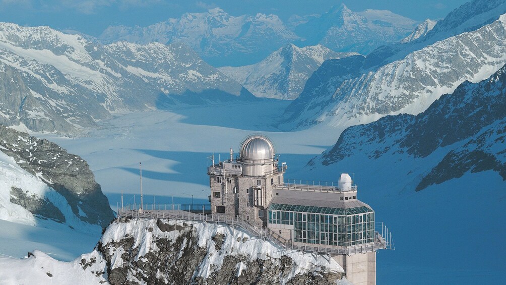 mountain top building with view