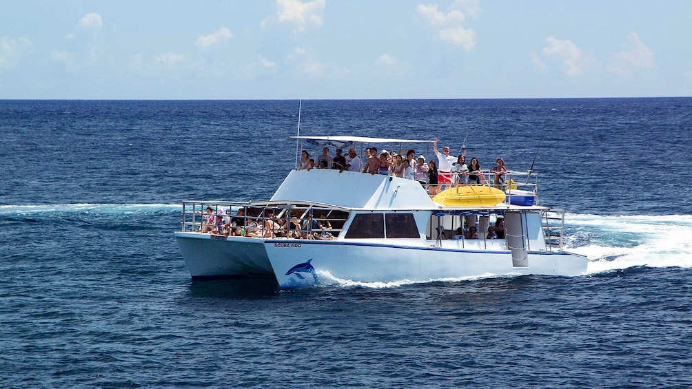 Cruise boat with passengers off the coast of Agadir