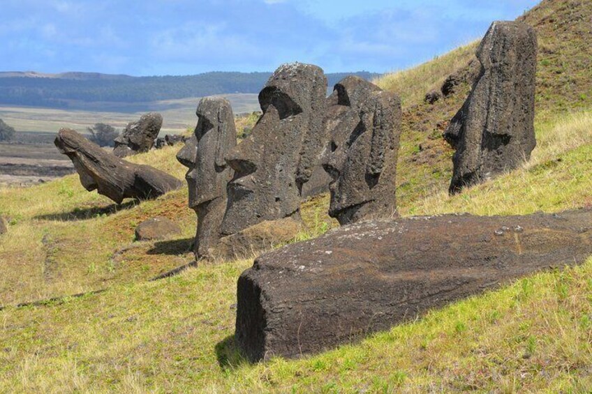 Hundreds of moai were abandoned at Rano Raraku. 1