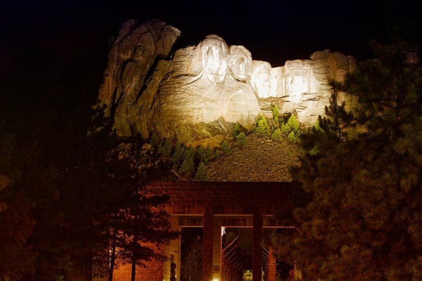 Mount Rushmore Illuminated from the Avenue of the Flags. 4