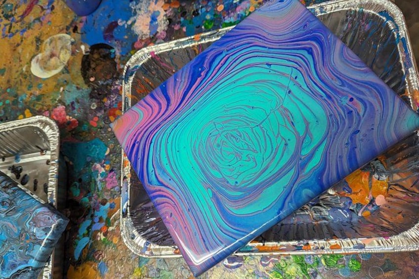 Acrylic Pour Painting Class in Estes Park, Colorado 2