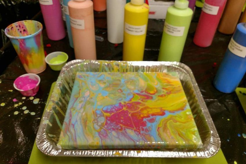 Acrylic Pour Painting Class in Estes Park, Colorado 3