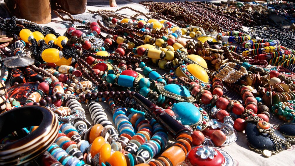 Colorful jewelry at the market in Salaam