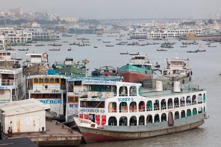 Part of the buzzing Sadarghat Central River Port