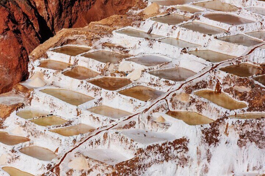 Terraced pools with water and white sediment. 2