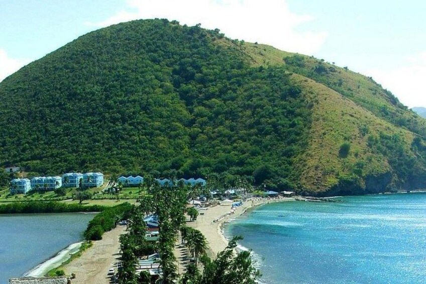 View of Frigate Bay Beach and the salt pond on the left 1