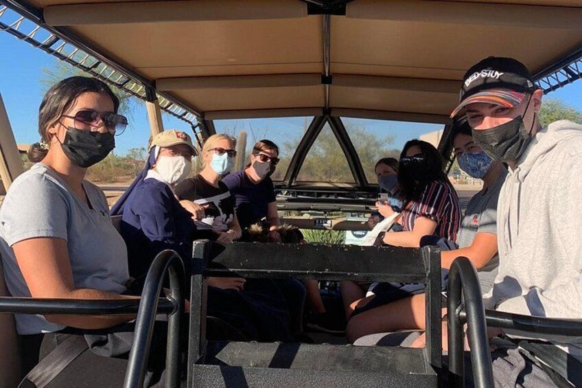 We comply with all CDC and local guidelines with respect to face coverings among non-cohabitating tour groups. We also offer private tours if you want your Jeep reserved for your group only. 2