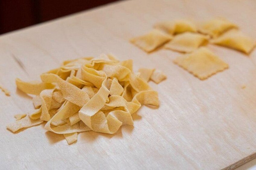 Freshly cut pasta, ready for cooking. 2