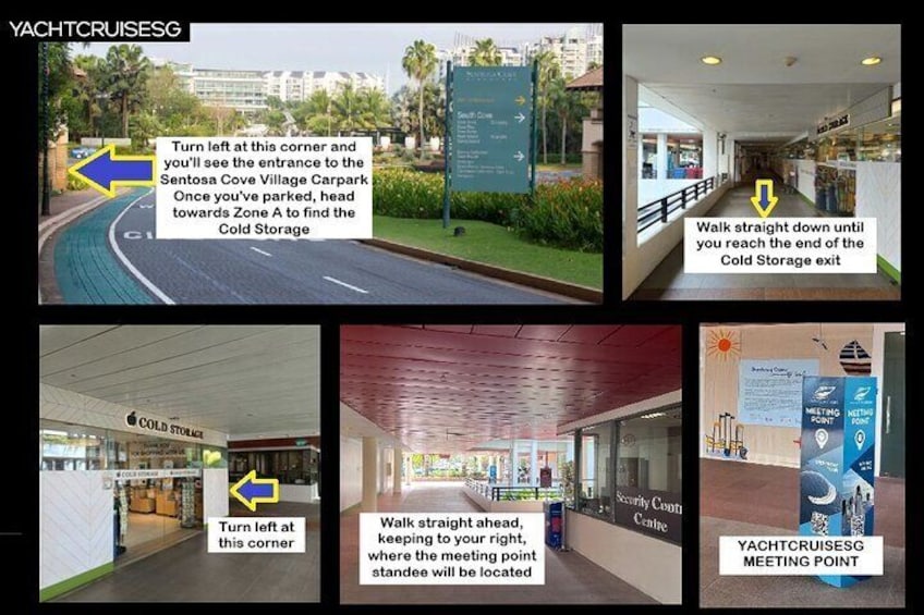 A series of directions to various locations including a car park, cold storage, and a meeting point. 2