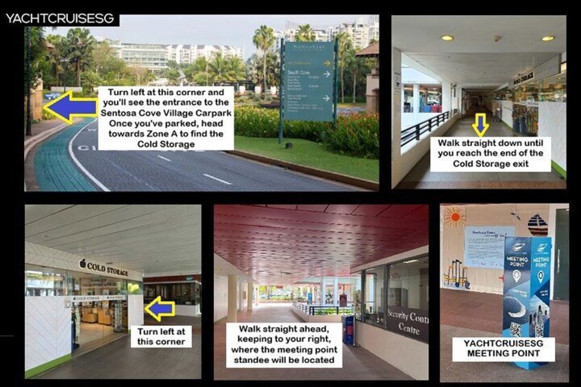 A series of directions to various locations including a car park, cold storage, and a meeting point. 2
