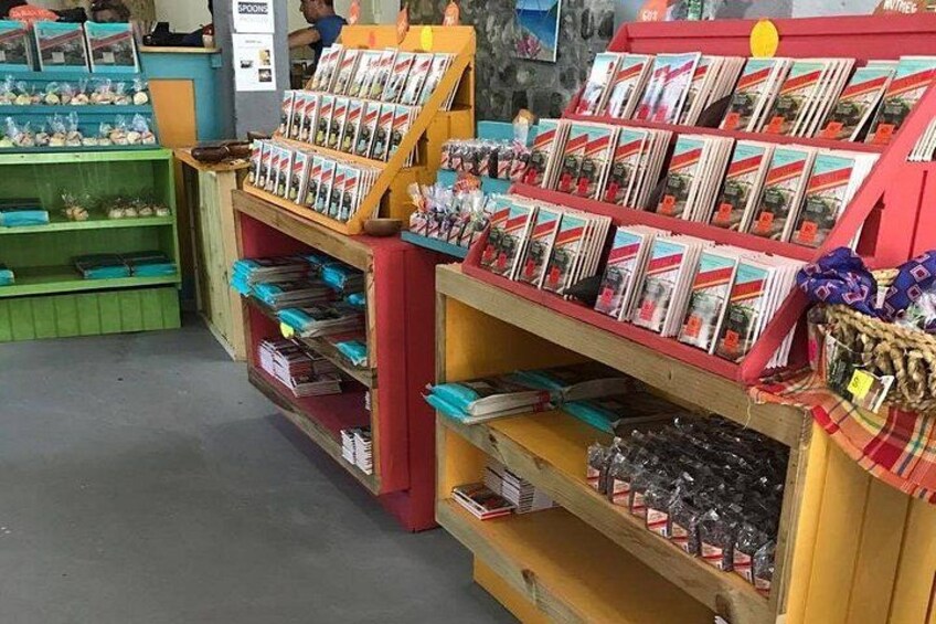 A bookstore with shelves of books and magazines. 5