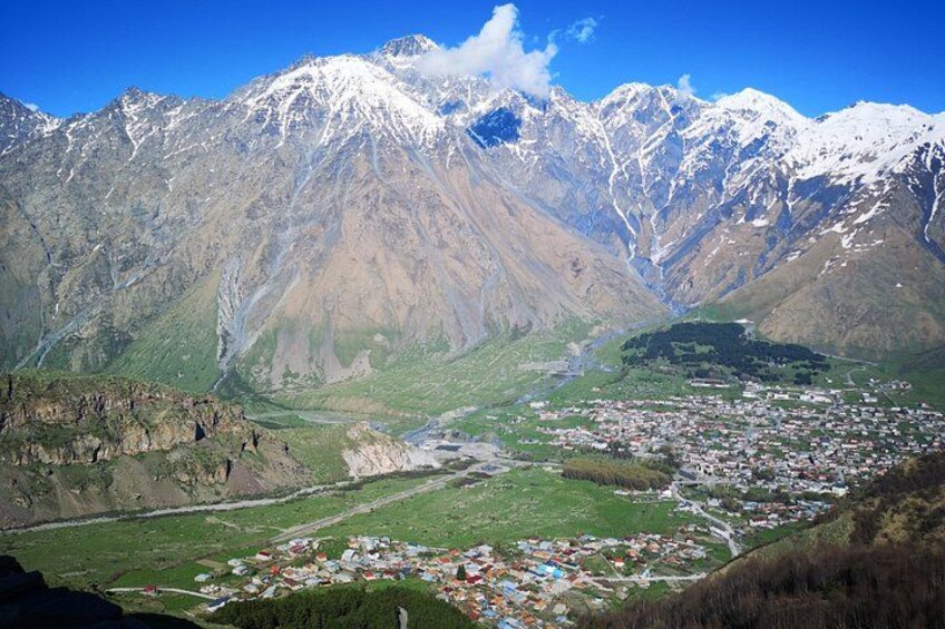 View from Gergeti church to Kazbegi village 3