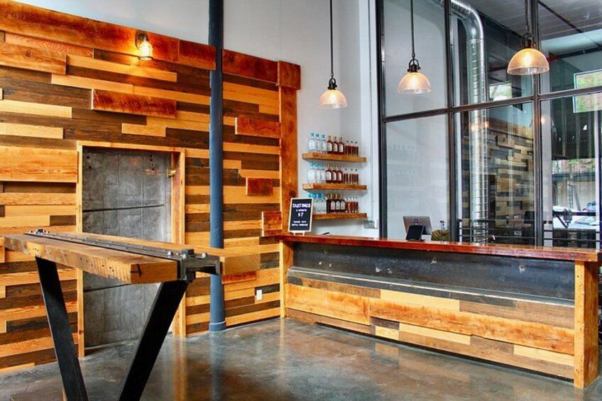 Tasting room for cocktails, flights, and merchandise. 3