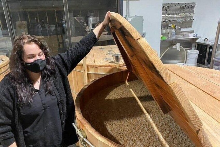 Traditional wooden fermenter with an active ferment underway. 2