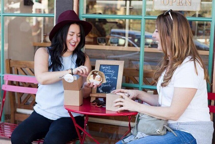 Enjoying freshly baked goodies!