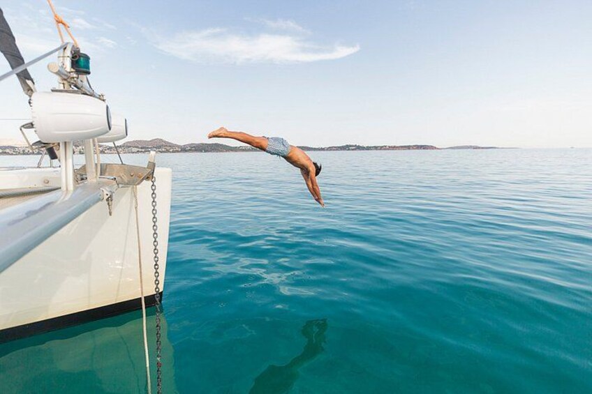 Luxury Athens Catamaran Cruise with Greek Meal & Drinks 3