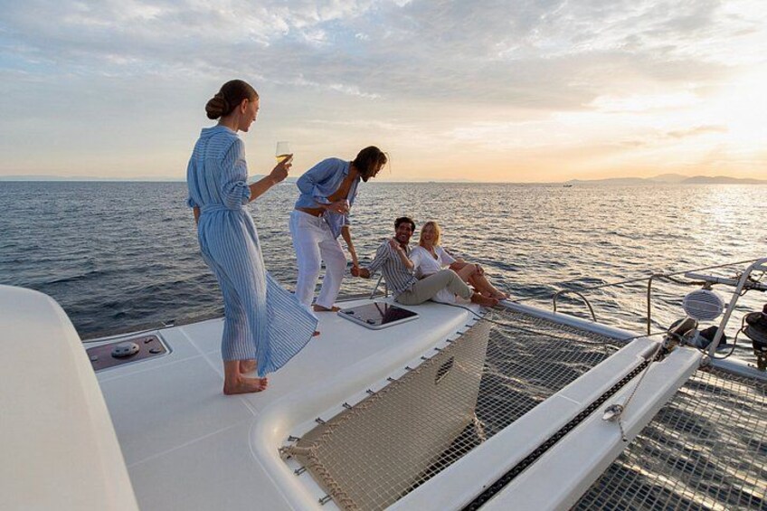 Luxury Athens Catamaran Cruise with Greek Meal & Drinks 4