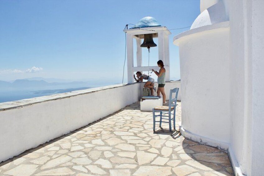 Profitis Ilias White Church on top of the mountain