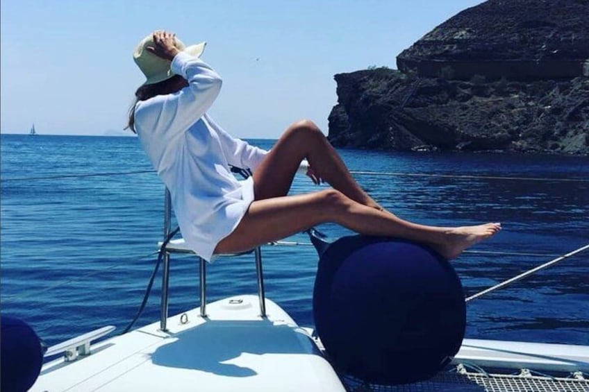 Santorini Gold Catamaran Cruise with BBQ, Drinks and Hotel Pickup 4