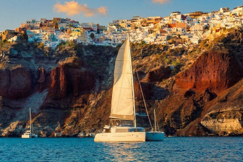 Santorini Gold Catamaran Cruise with BBQ, Drinks and Hotel Pickup 4