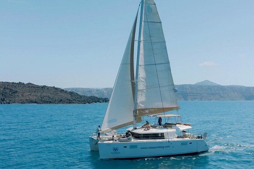 Santorini Gold Catamaran Cruise with BBQ, Drinks and Hotel Pickup 2