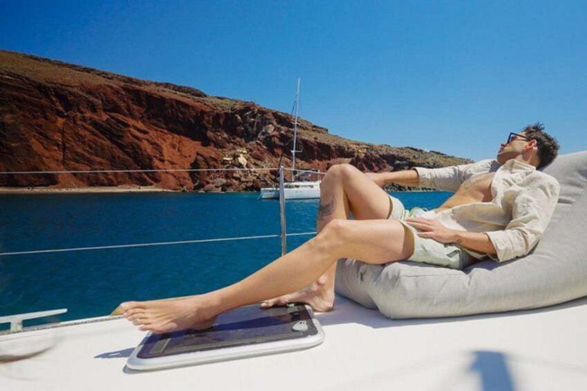 Santorini Gold Catamaran Cruise with BBQ, Drinks and Hotel Pickup 3