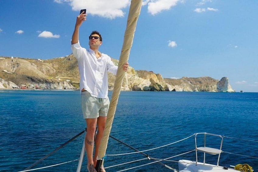 Santorini Gold Catamaran Cruise with BBQ, Drinks and Hotel Pickup 3