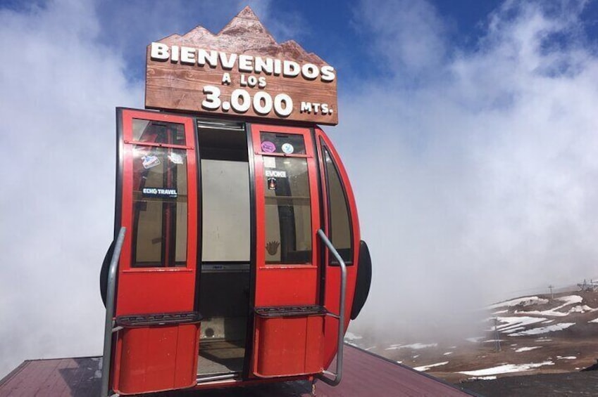 A gondola marks the 3,000-meter point at Valle Nevado Ski Resort 5