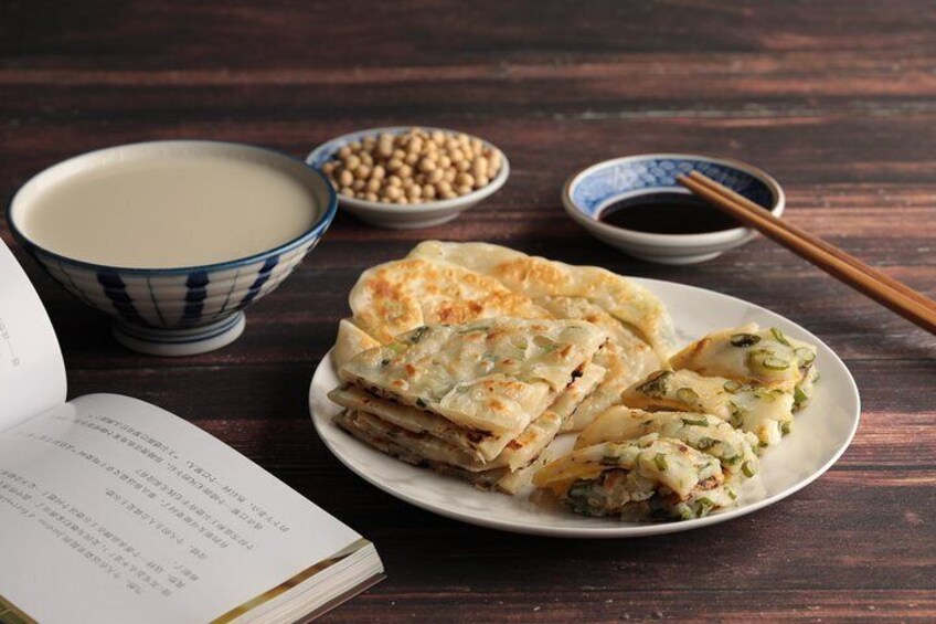 Scallion Pancake, Dan Bing (Egg Crepe) & Fresh Soy Milk