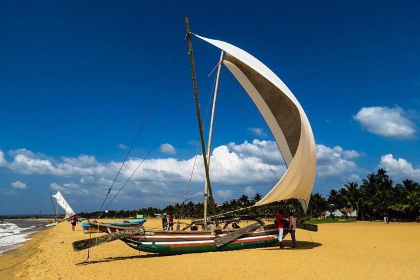 Negombo Beach a fishing boat about to go to sea 4