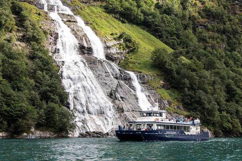 close up to the famous waterfall in Geirangerfjord 5
