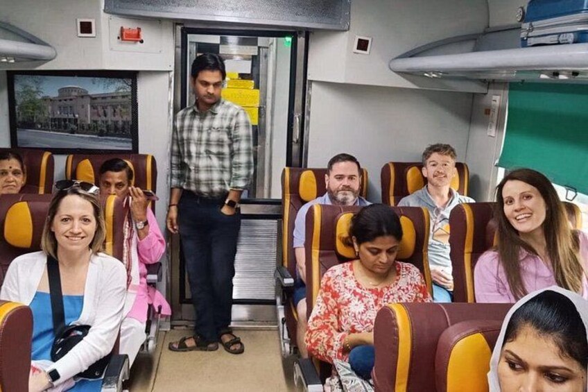 Inside the business class carriage of Gatiman Express 2