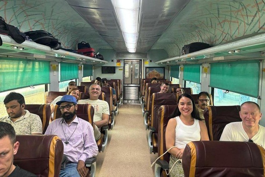 Views from inside of business class carriage of Gatiman Express 2