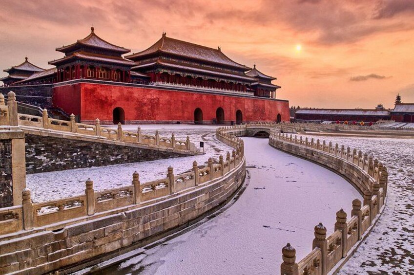 Forbidden city sunset after snow 1