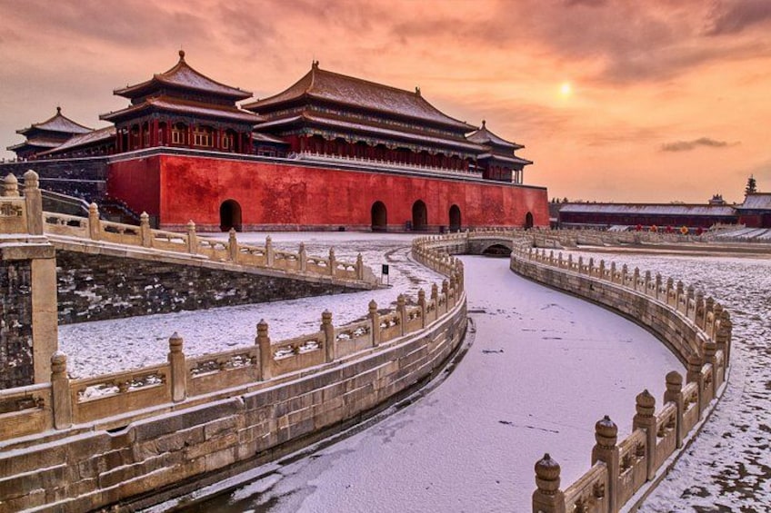 Forbidden city sunset in snow 2