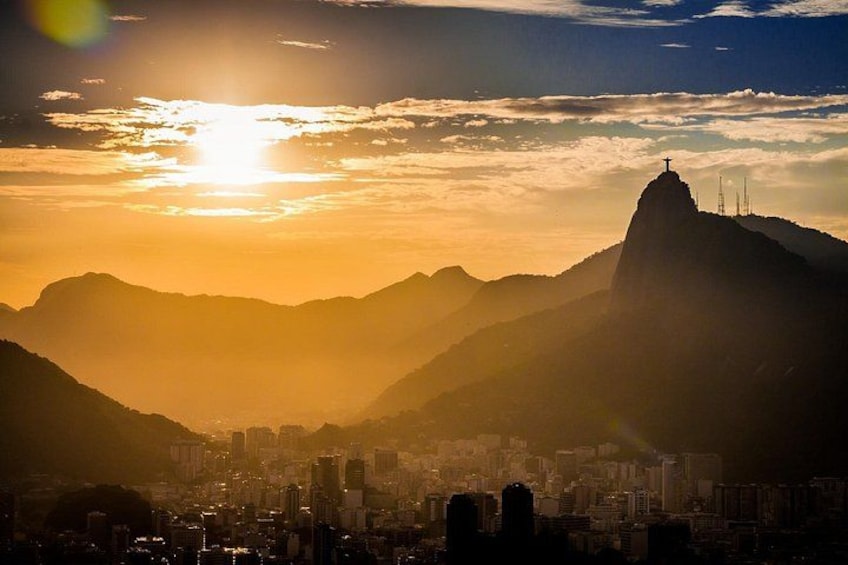 View of corcovado mountain from inside the helicopter 1