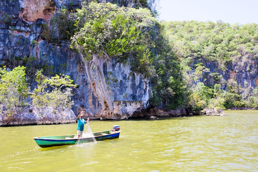 Man on fishing boat in the Dominican Republic