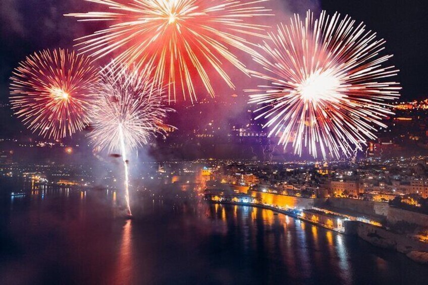 Experience the Malta fireworks festival from a catamaran