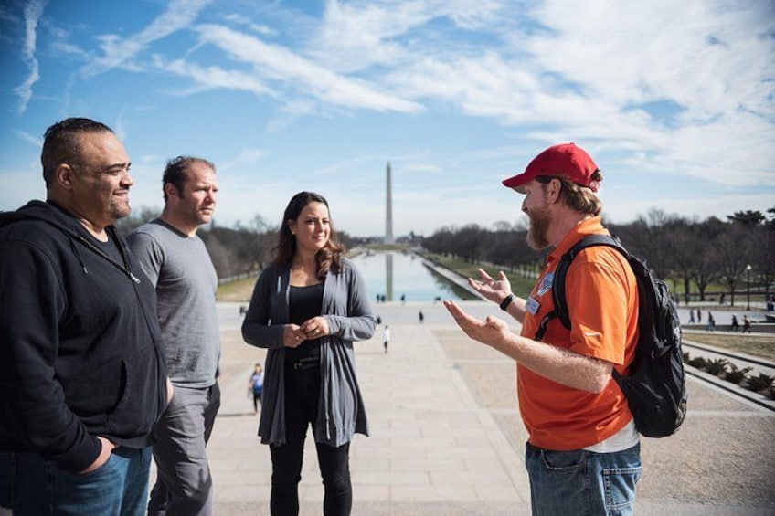 National Mall tour covering the reflecting pool with the Washington Monument in the distance. 1