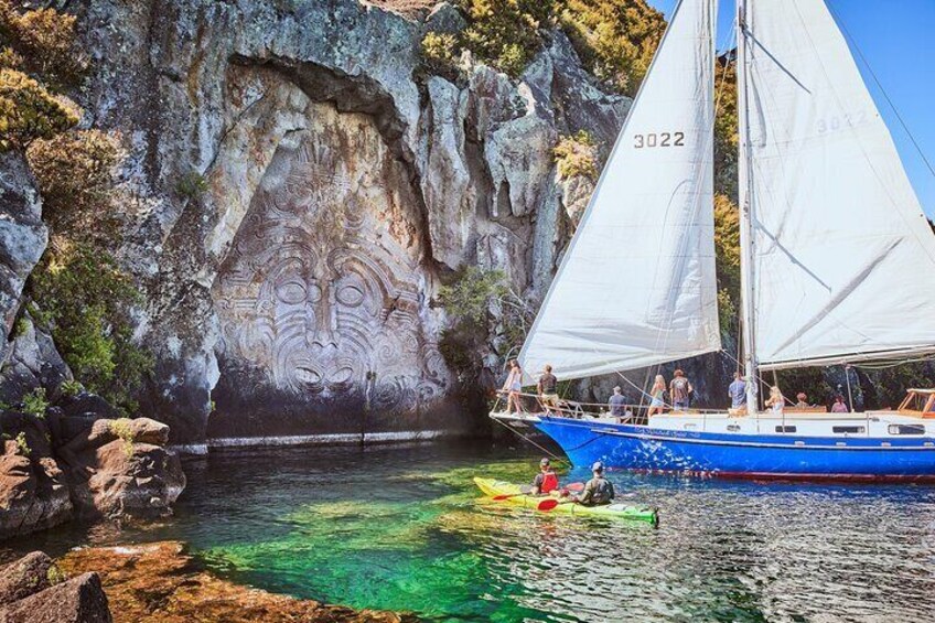 Maori Rock Carvings - Taupo Sailing Adventures - Kindred Spirit