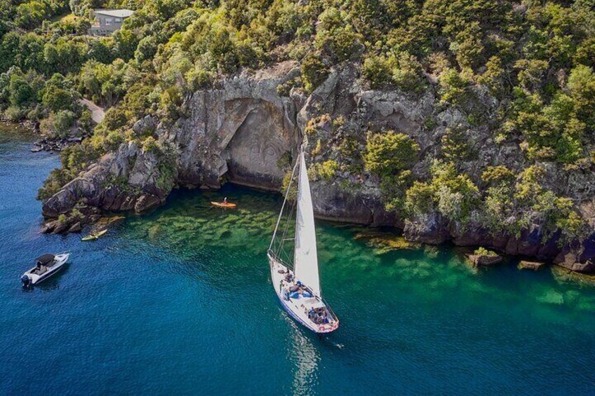 Maori Rock Carvings - Taupo Sailing Adventures - Kindred Spirit