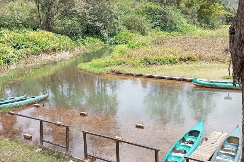 Une rivière paisible où des bateaux sont amarrés au bord. 2