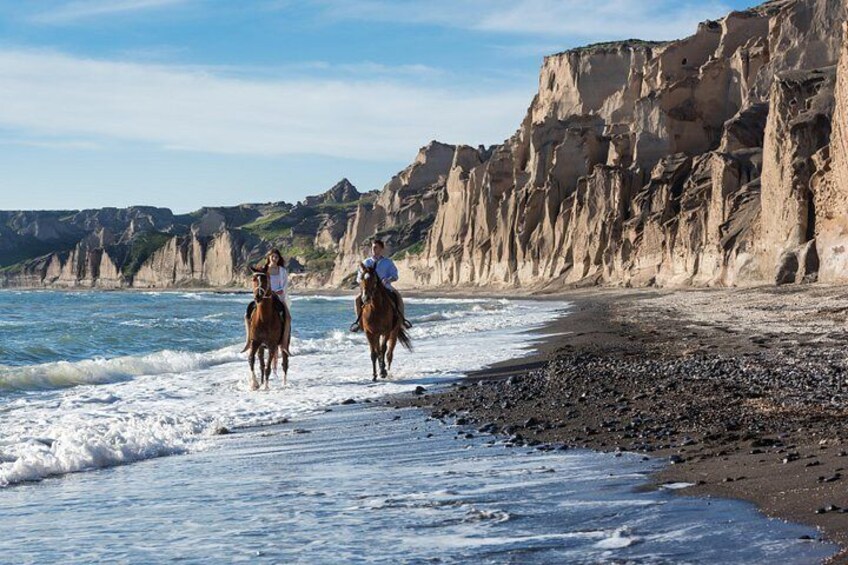 Santorini Horse Riding to Black Sandy Beach 2
