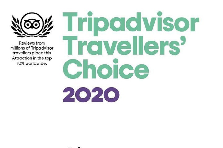 TripAdvisor Travellers' Choice 2020 award text. 3